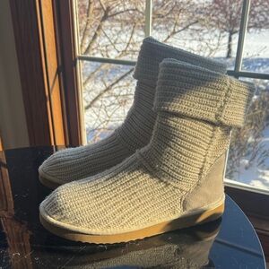 UGG Cream Classic Crochet Knit Boots